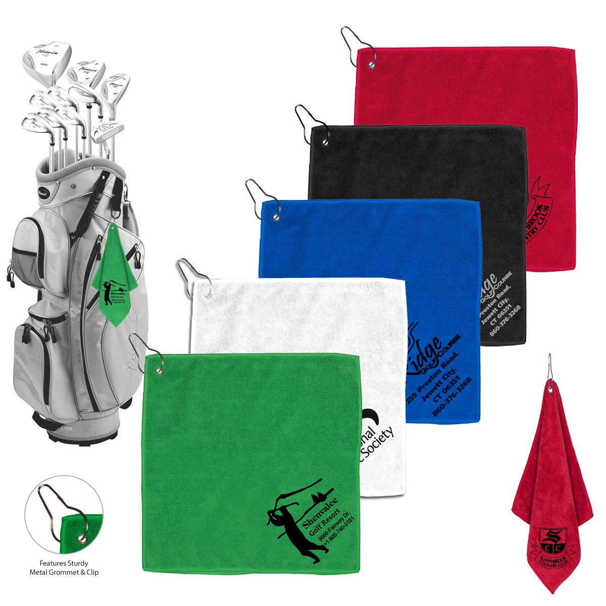 300GSM Microfiber Golf Towel with Metal Grommet and Clip B5130